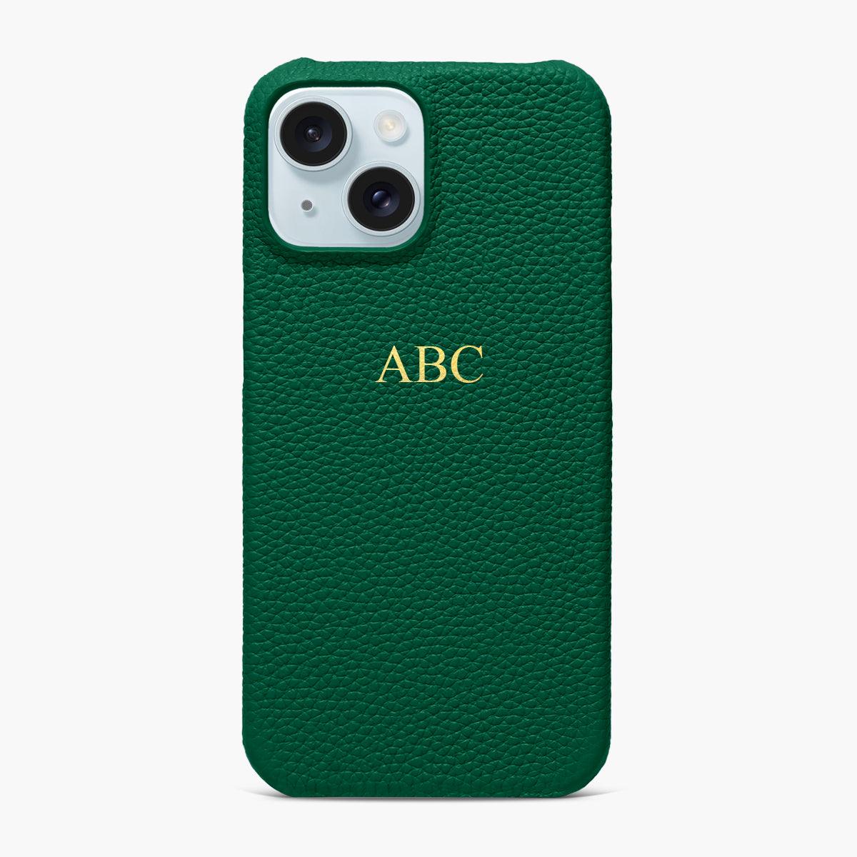 Foil Embossed iPhone 15 Phone Case - Luxe Leather #colour_green pebble leather