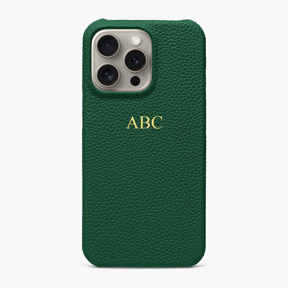 Foil Embossed iPhone 15 Pro Max Phone Case - Luxe Leather #colour_green pebble leather