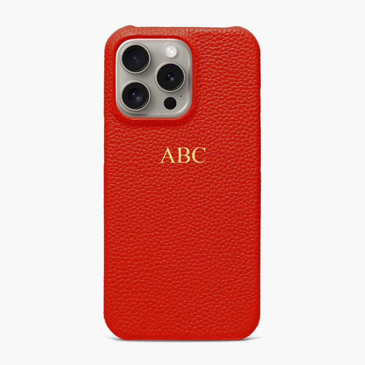 Foil Embossed iPhone 15 Pro Max Phone Case - Luxe Leather #colour_red pebble leather