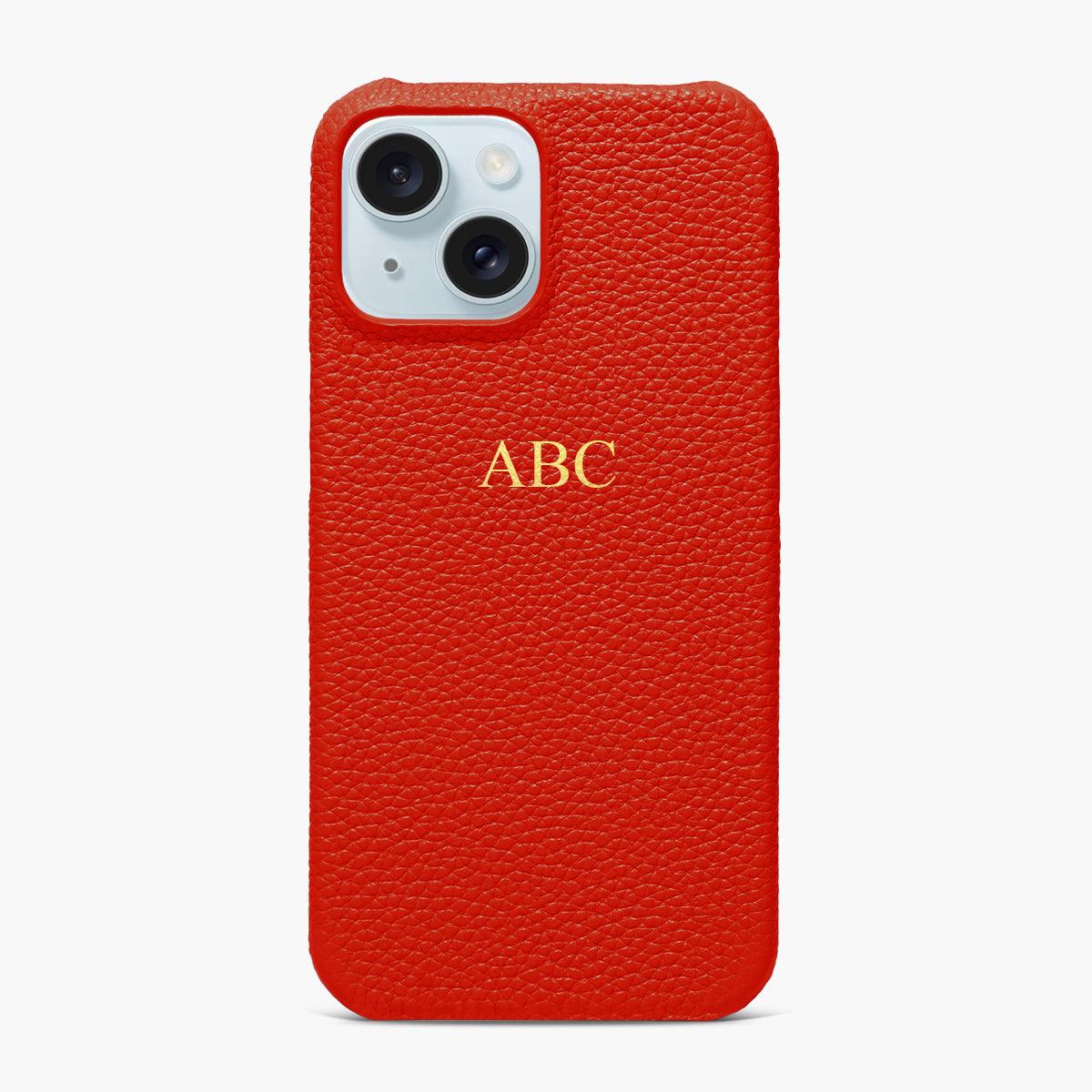 Foil Embossed iPhone 15 Phone Case - Luxe Leather #colour_red pebble leather