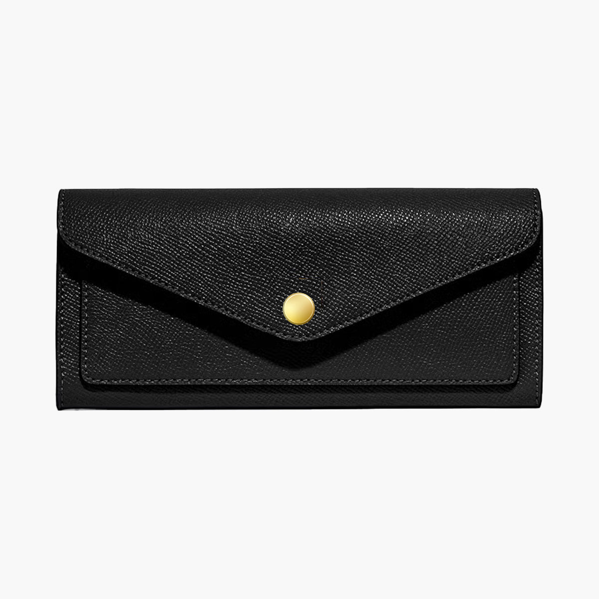 BLACK LONG PURSE WITH ZIPPED POCKET