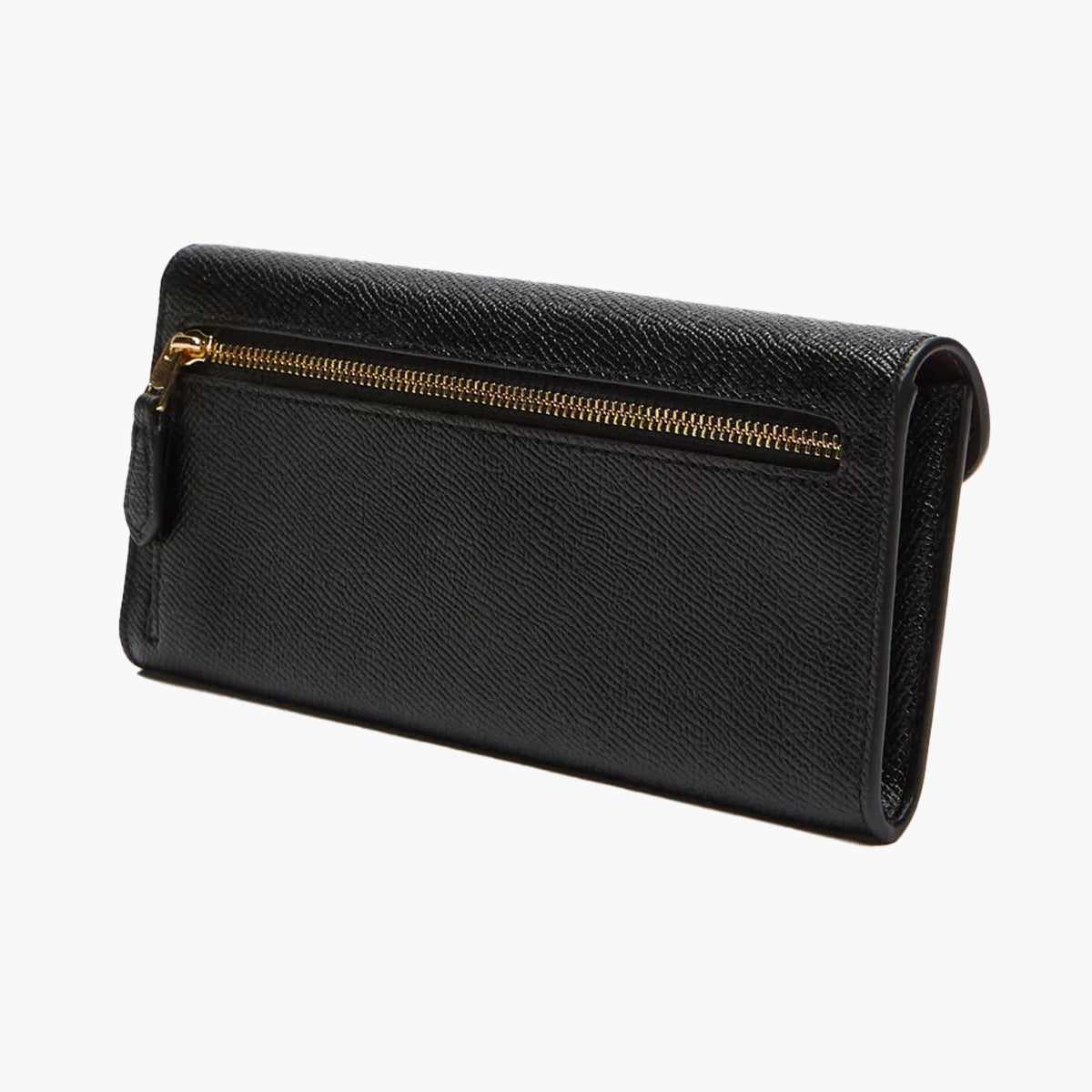 BLACK LONG PURSE WITH ZIPPED POCKET