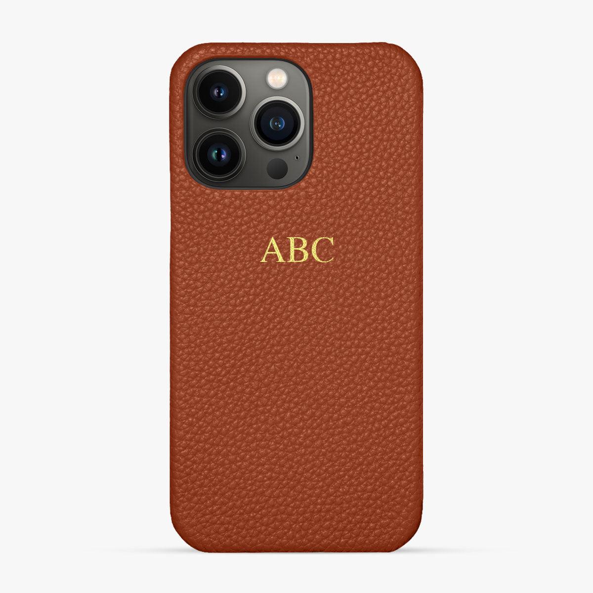 Foil Embossed iPhone 15 Pro Phone Case - Luxe Leather #colour_brownpebble leather