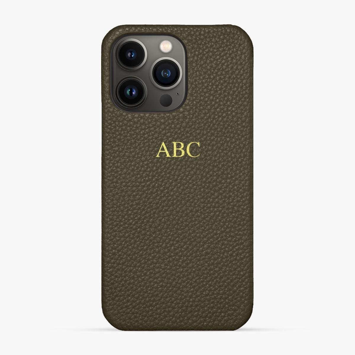 Foil Embossed iPhone 15 Pro Phone Case - Luxe Leather #colour_khaki pebble leather