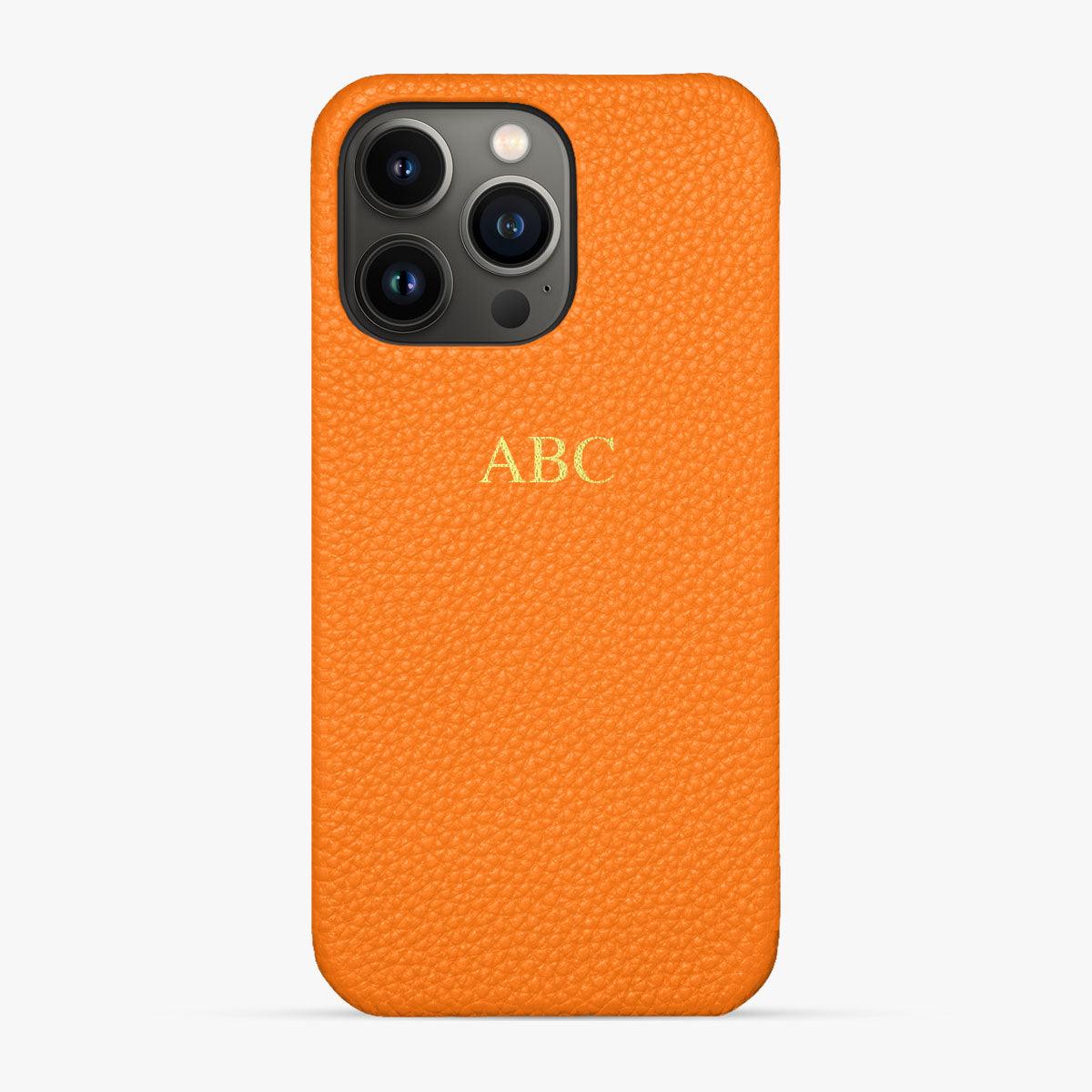 Foil Embossed iPhone 15 Pro Max Phone Case - Luxe Leather #colour_orange pebble leather