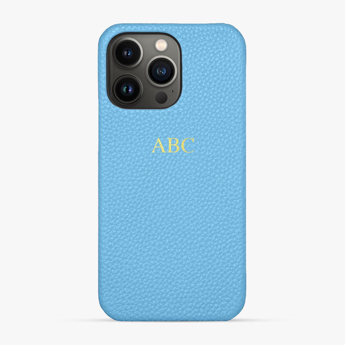 Foil Embossed iPhone 15 Pro Phone Case - Luxe Leather #colour_sky blue pebble leather