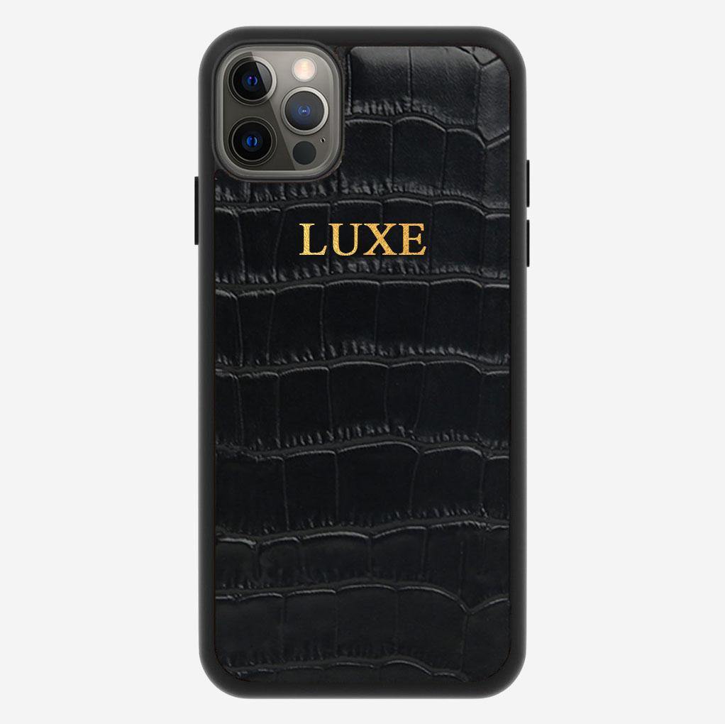 Black Croco iPhone Case - Luxe Leather