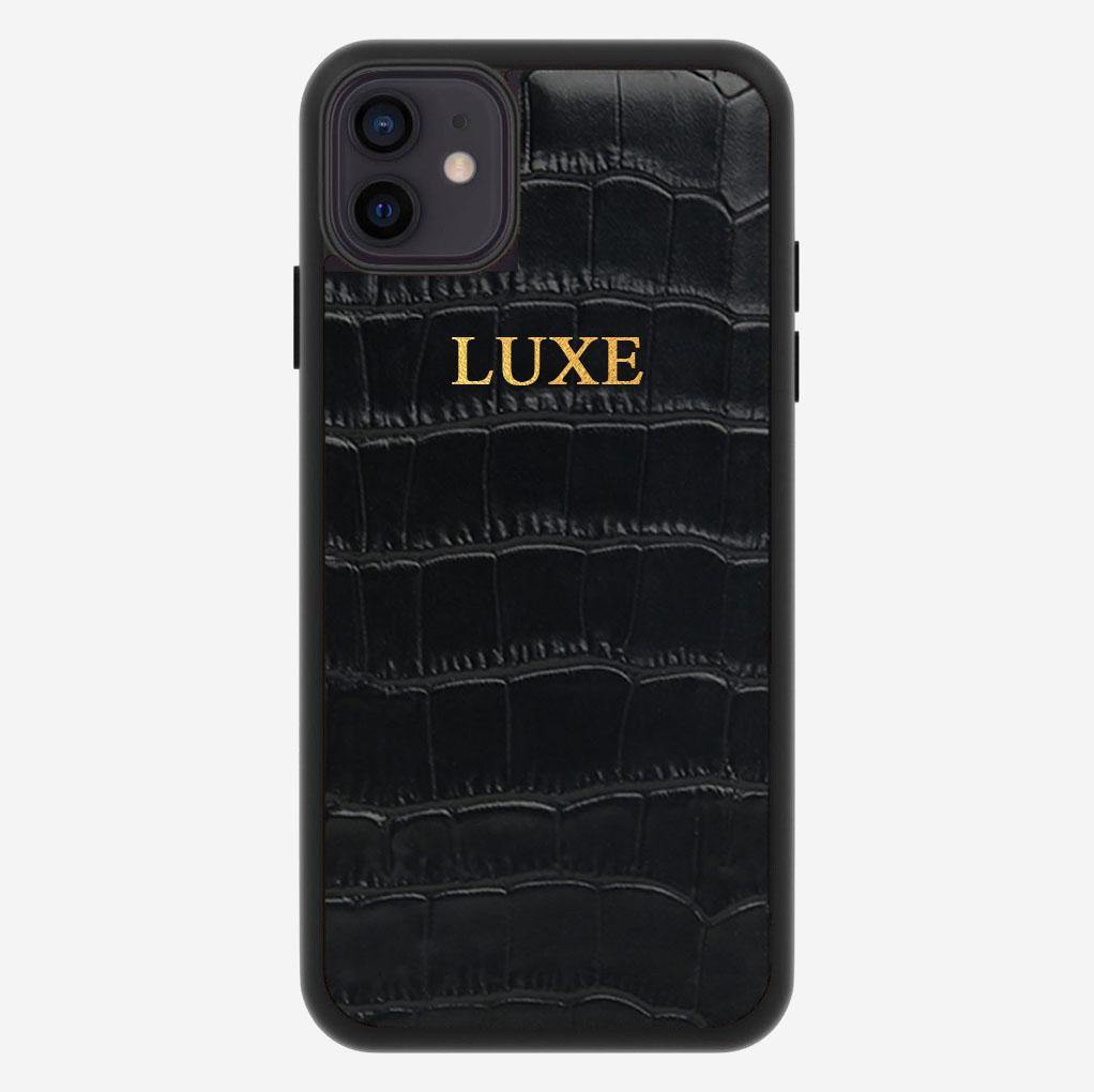 Black Croco iPhone Case - Luxe Leather