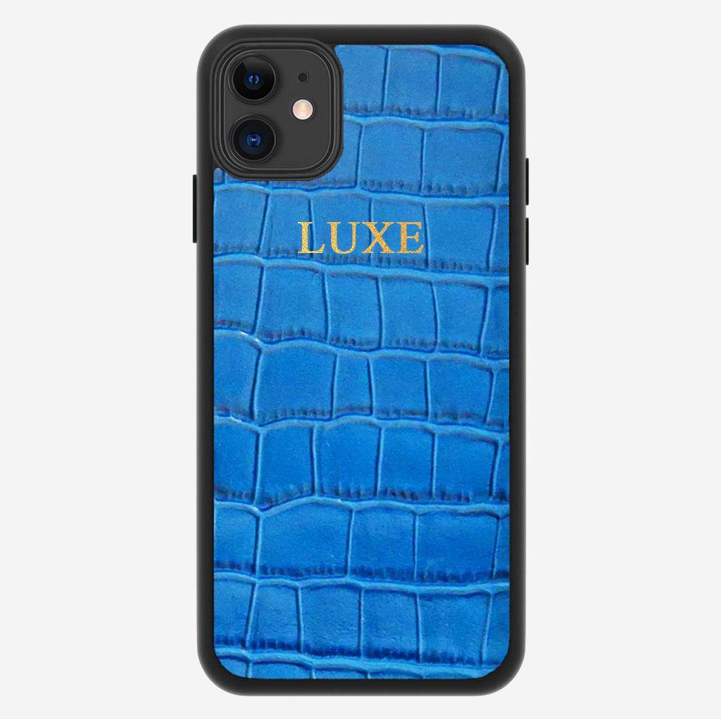 Blue Croco iPhone Case - Luxe Leather