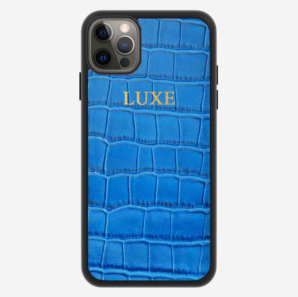 Blue Croco iPhone Case - Luxe Leather