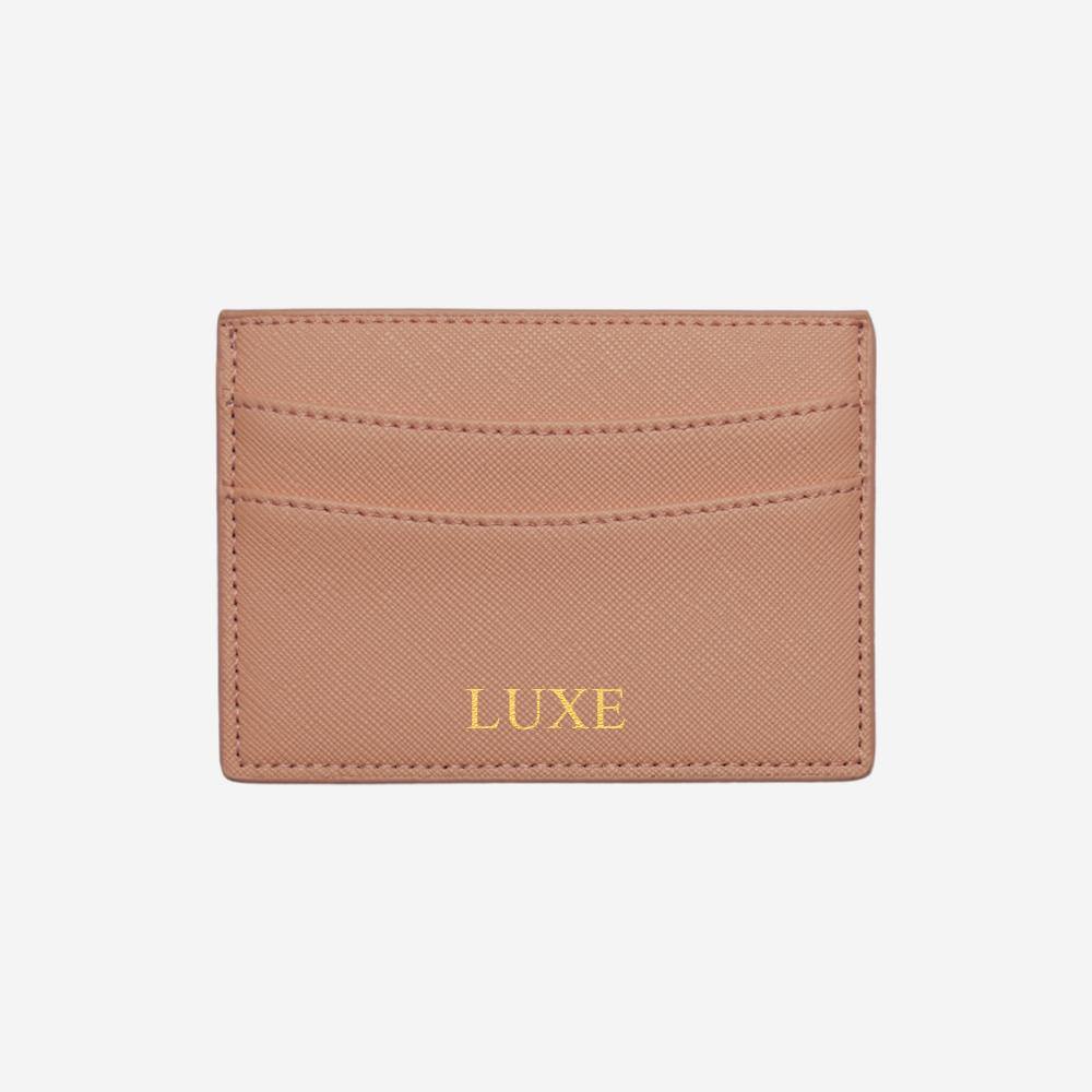 Nude Taupe Saffiano Card Holder - Luxe Leather