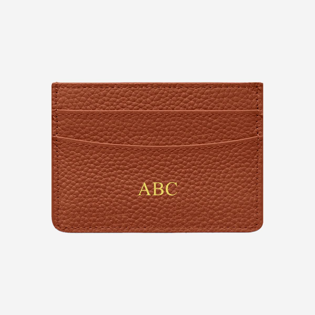 Brown Pebble Leather Card Holder - Luxe Leather