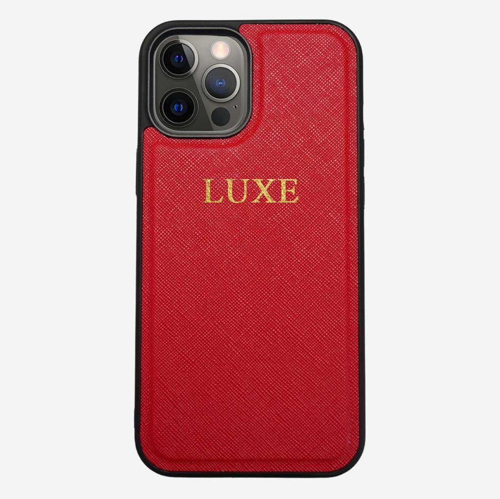 Red Saffiano iPhone 12 Pro Max Case - Luxe Leather