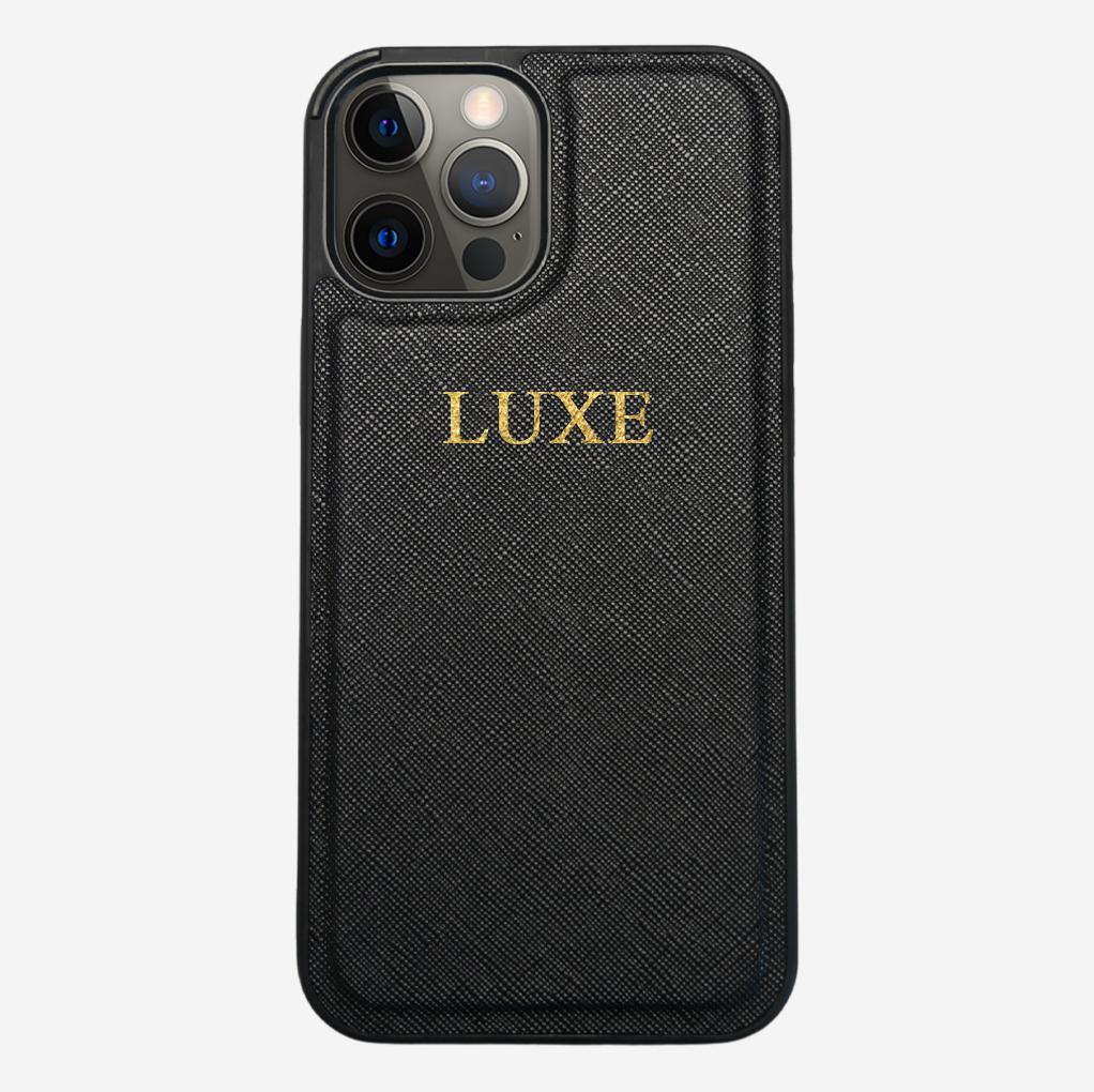 Black Saffiano iPhone 12 Pro Case - Luxe Leather