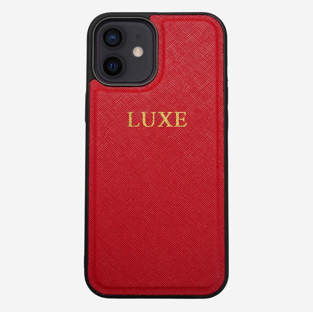 Red Saffiano iPhone 12 Case - Luxe Leather