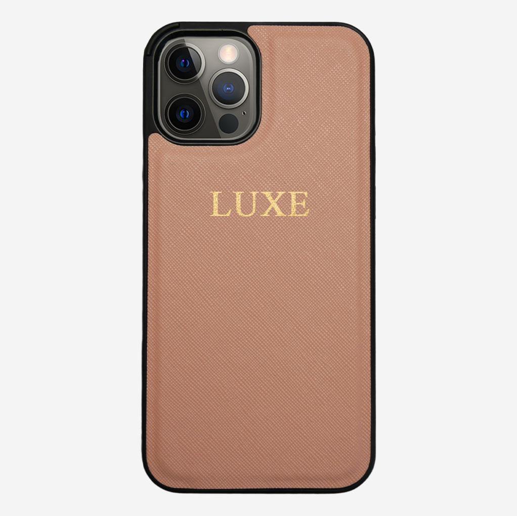 Nude Taupe Saffiano iPhone 12 Pro Case - Luxe Leather