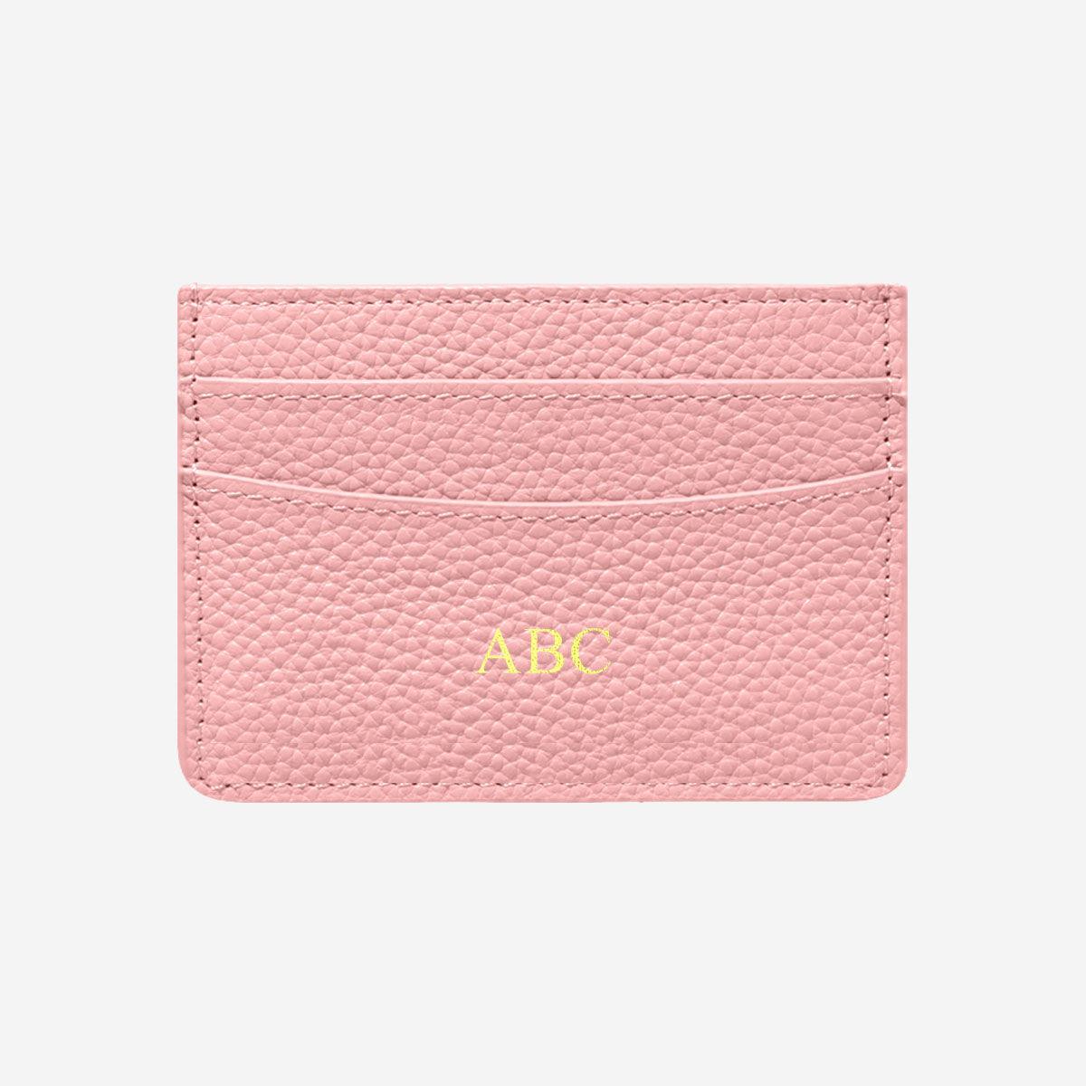 Pink Pebble Leather Card Holder - Luxe Leather