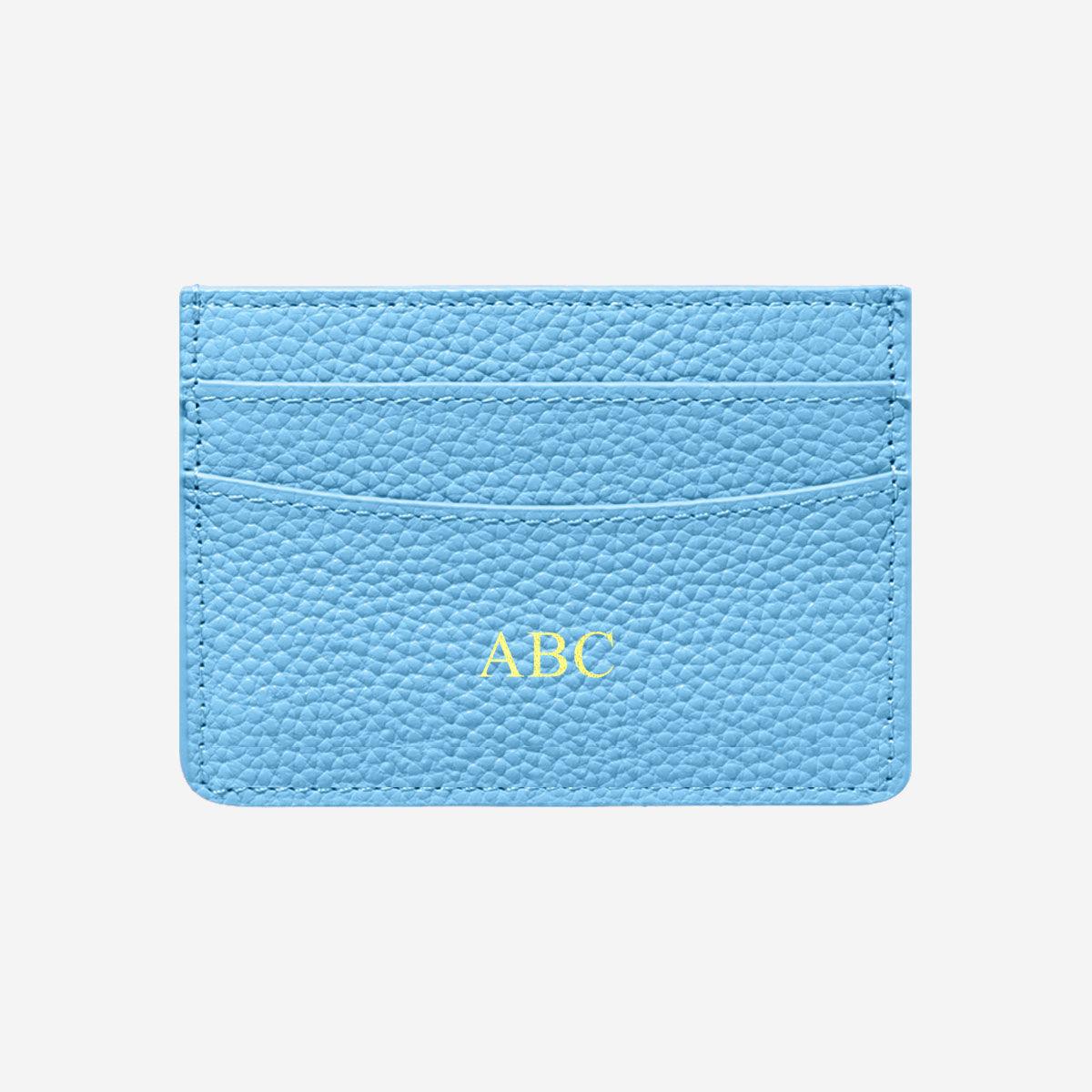 Sky Blue Pebble Leather Card Holder - Luxe Leather